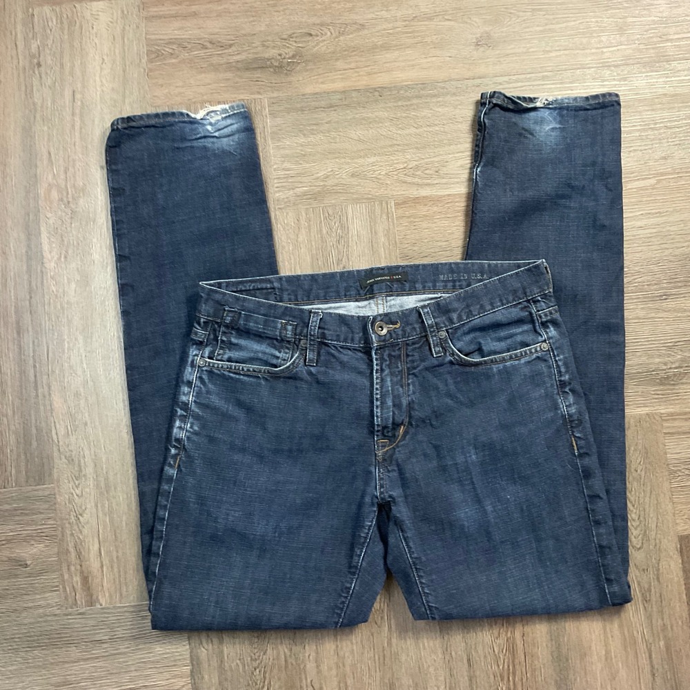 John Varvatos USA Bowery Slim Straight Jeans Mens 33x31 Dark Wash Made in USA